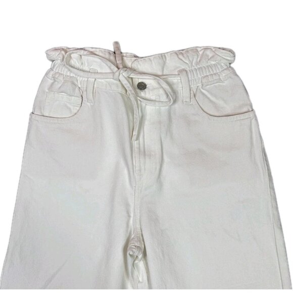 7 For All Mankind Paperbag Balloon White Cinched Waist Jeans Womens Sz 27 Denim - Picture 7 of 11